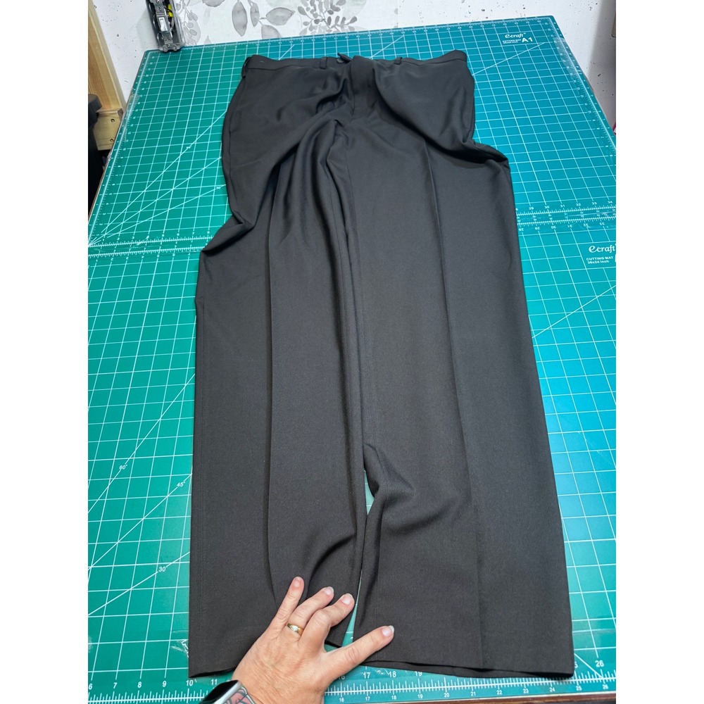 Haggar Eclo Stria Classic Fit Dress Pants Mens 36x34 Black Recycled Polyester